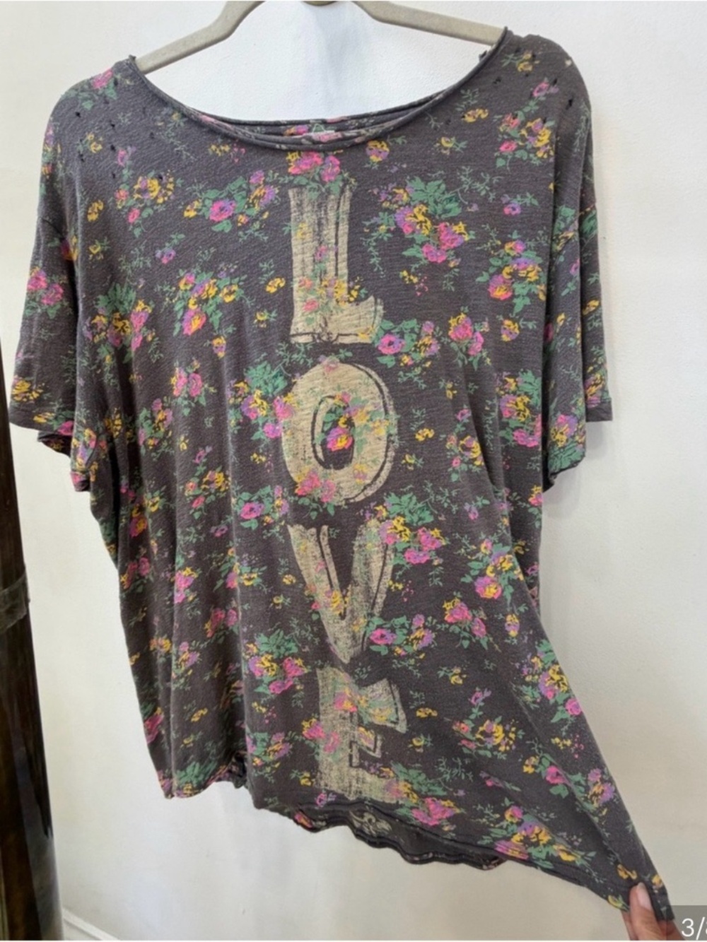 ✨ Magnolia Pearl Floral Circus Love Tee OSFM Distressed Boho Boyfriend T